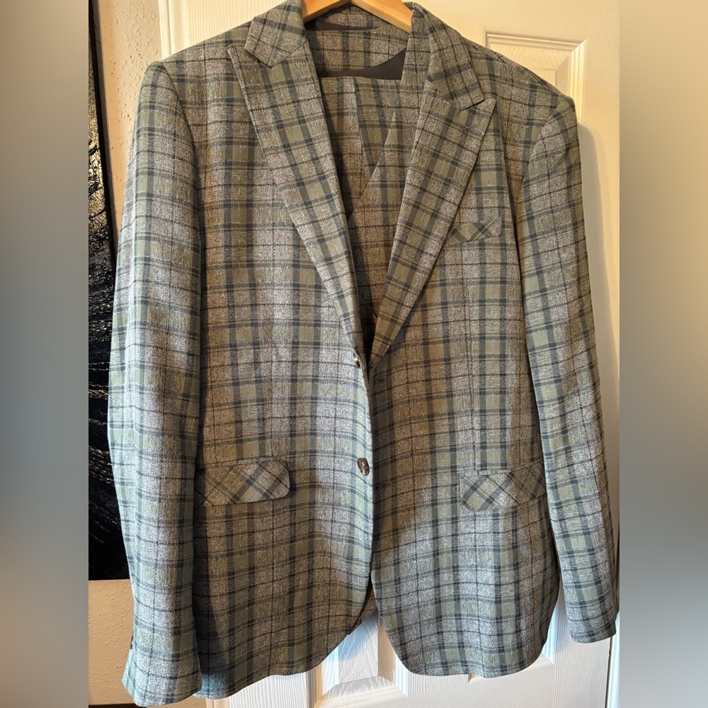Classic Checkered 3Pc Suit for Men